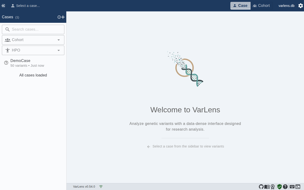 Imported case visible in the sidebar