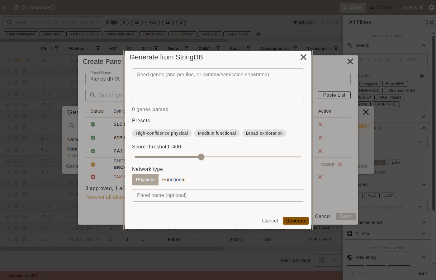 StringDB interaction panel generator